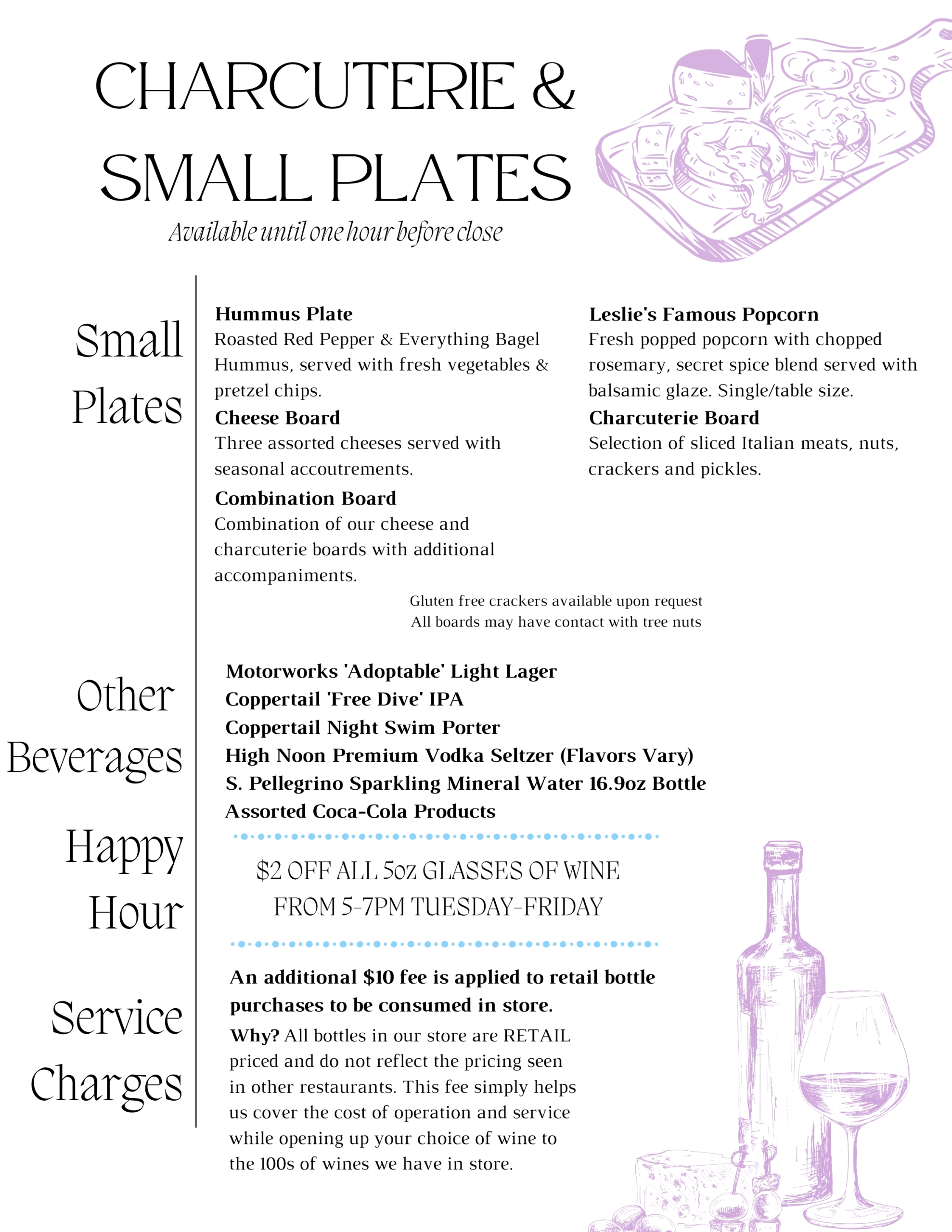 Charcuterie and small plates February 2024 Fine Wine and Tastings