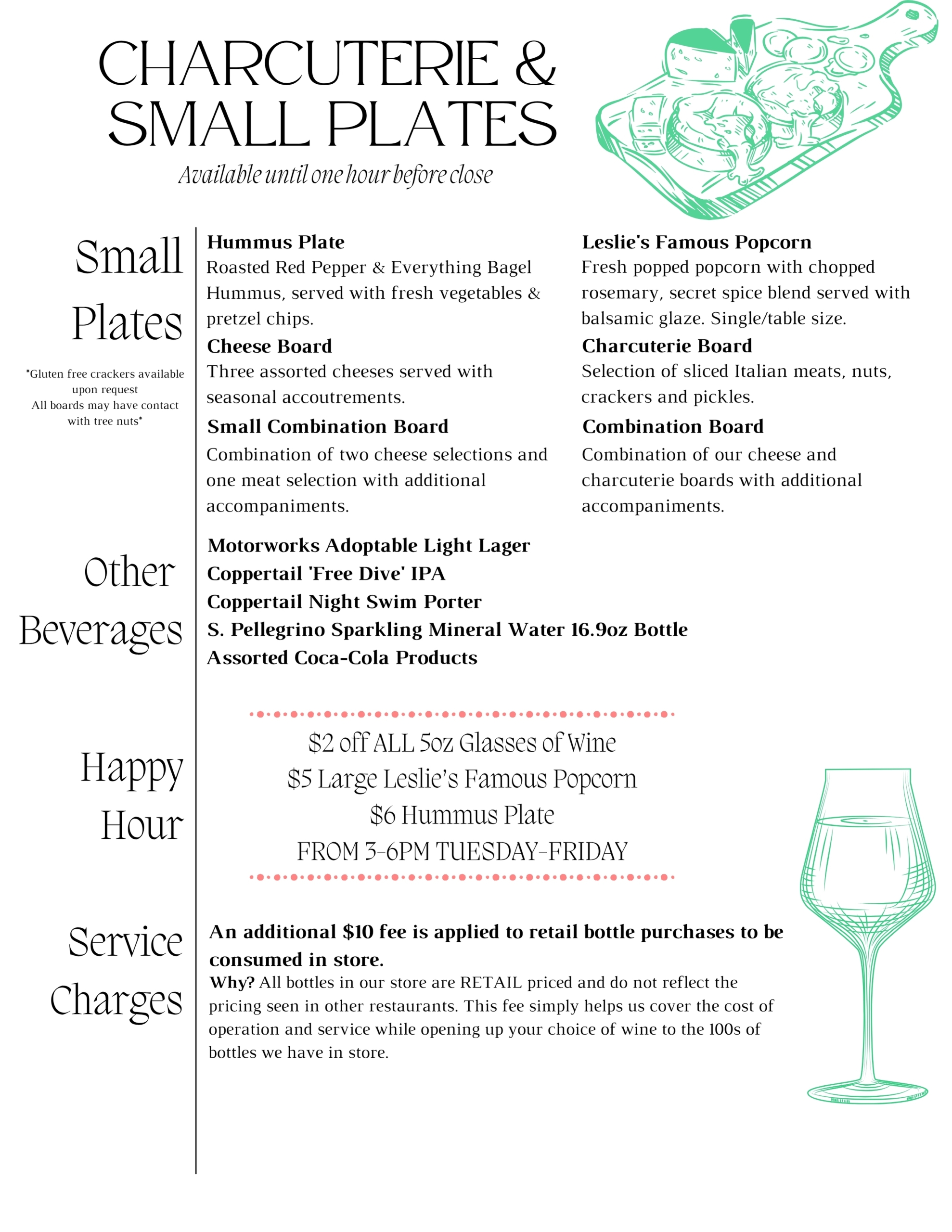 Charcuterie and small plates February 2024 Fine Wine and Tastings